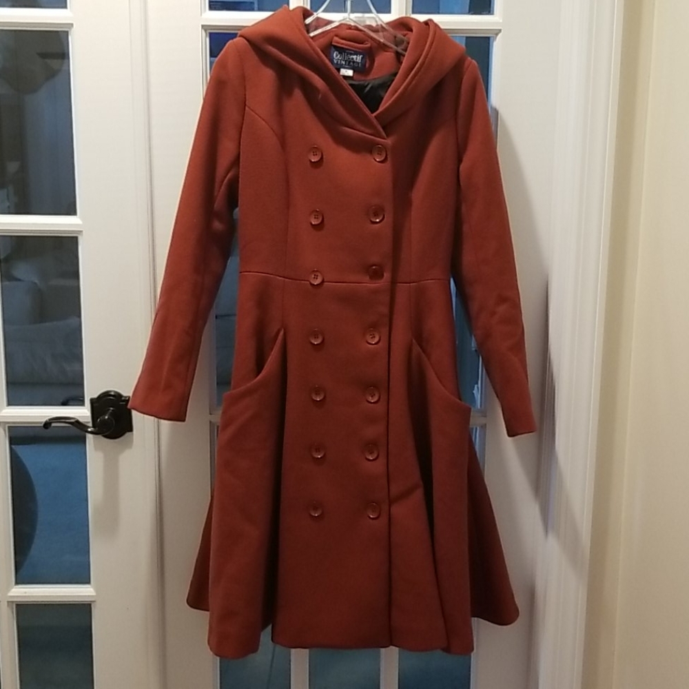Collectif Rust Double-Breasted Coat